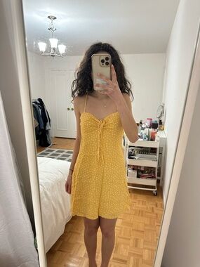 Forever 21 Yellow Polka Dot Tie-Back Sundress